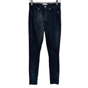 Paige Hoxton Ultra Skinny Jeans Black Shiny Coating Stretch Goth Casual Size 27